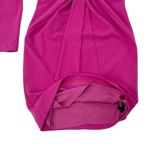 Badgley Mischka Collection Deep V-Neck Tie-Front Stretch Crepe Fuchsia 2 - Picture 10 of 10